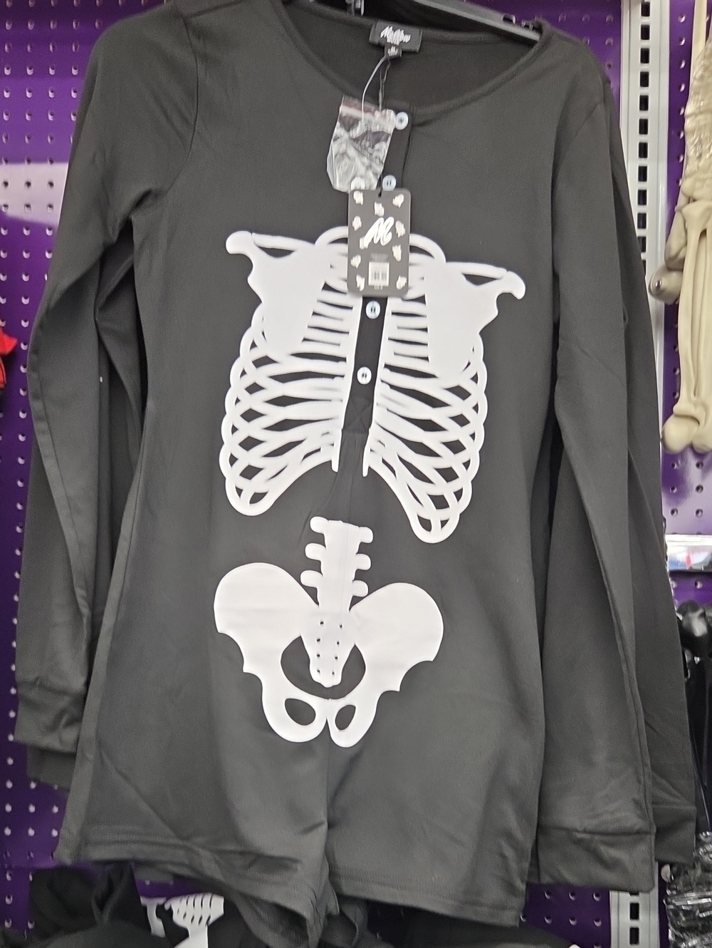 Kids Black Skeleton Graphic Long-Sleeve Top